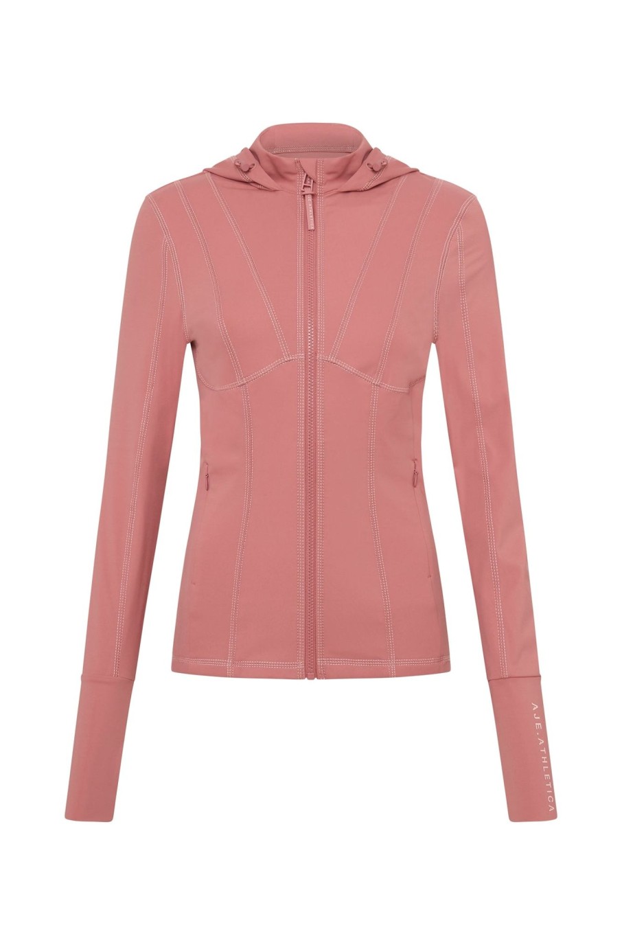 Outerwear Aje ATHLETICA | Hooded Zip Up Jacket 709 Rose Pink/Rose Quartz