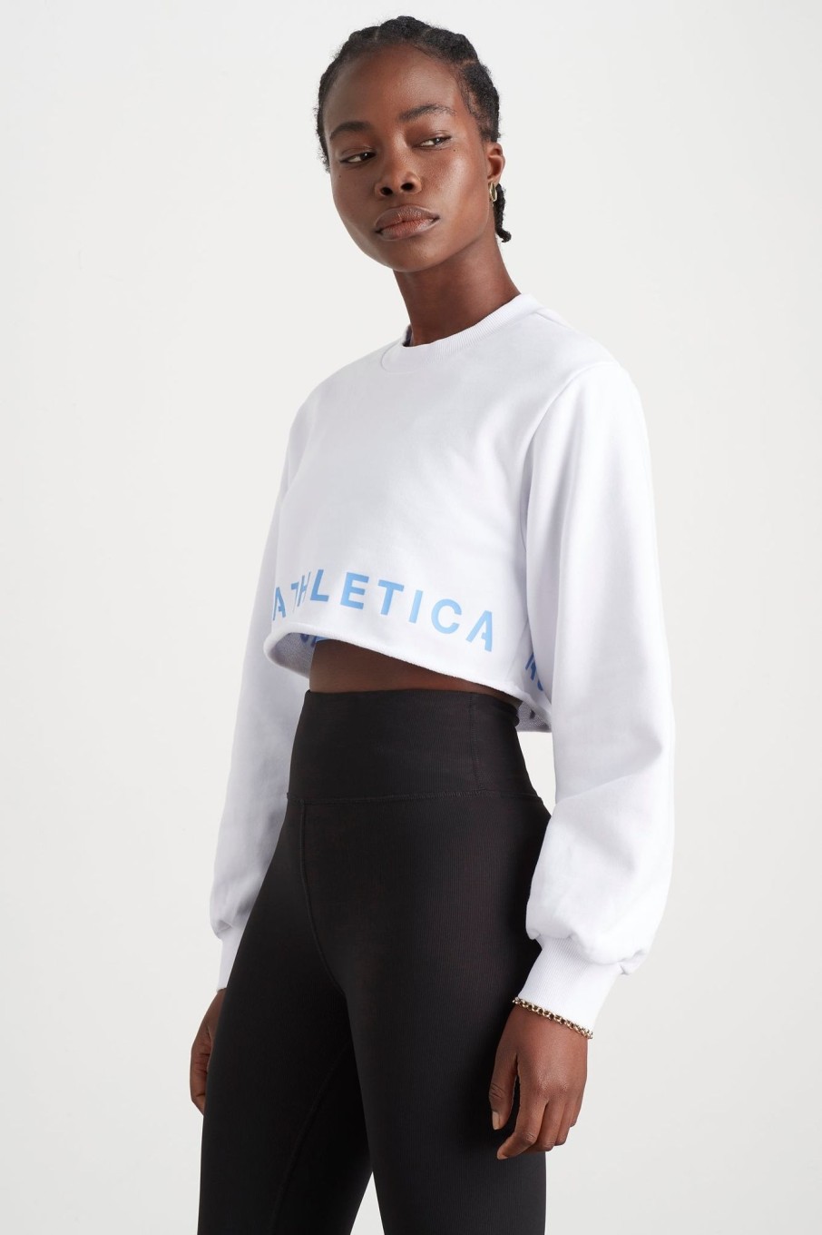 Outerwear Aje ATHLETICA | Crop Cut Out Crew Jumper 416 White/Cerulean Blue