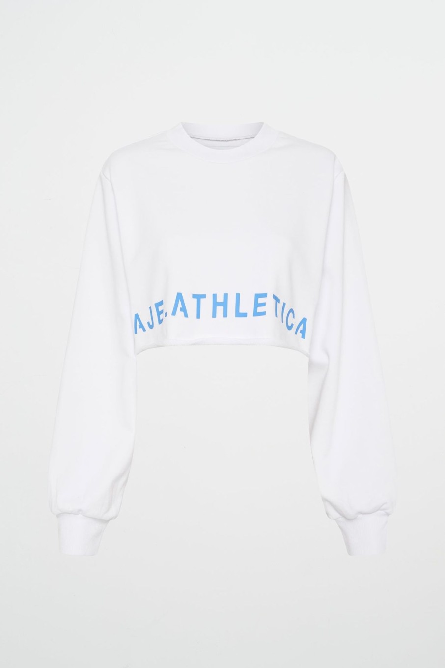 Outerwear Aje ATHLETICA | Crop Cut Out Crew Jumper 416 White/Cerulean Blue