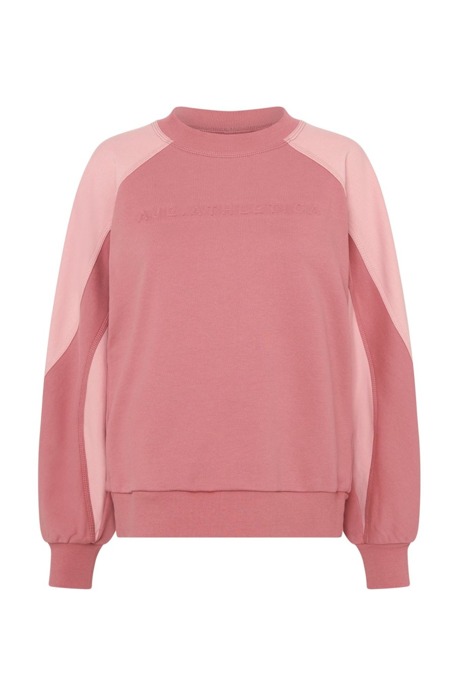 Outerwear Aje ATHLETICA | Embossed Signature Logo Crew Jumper 410 Rose Pink/Rose Quartz