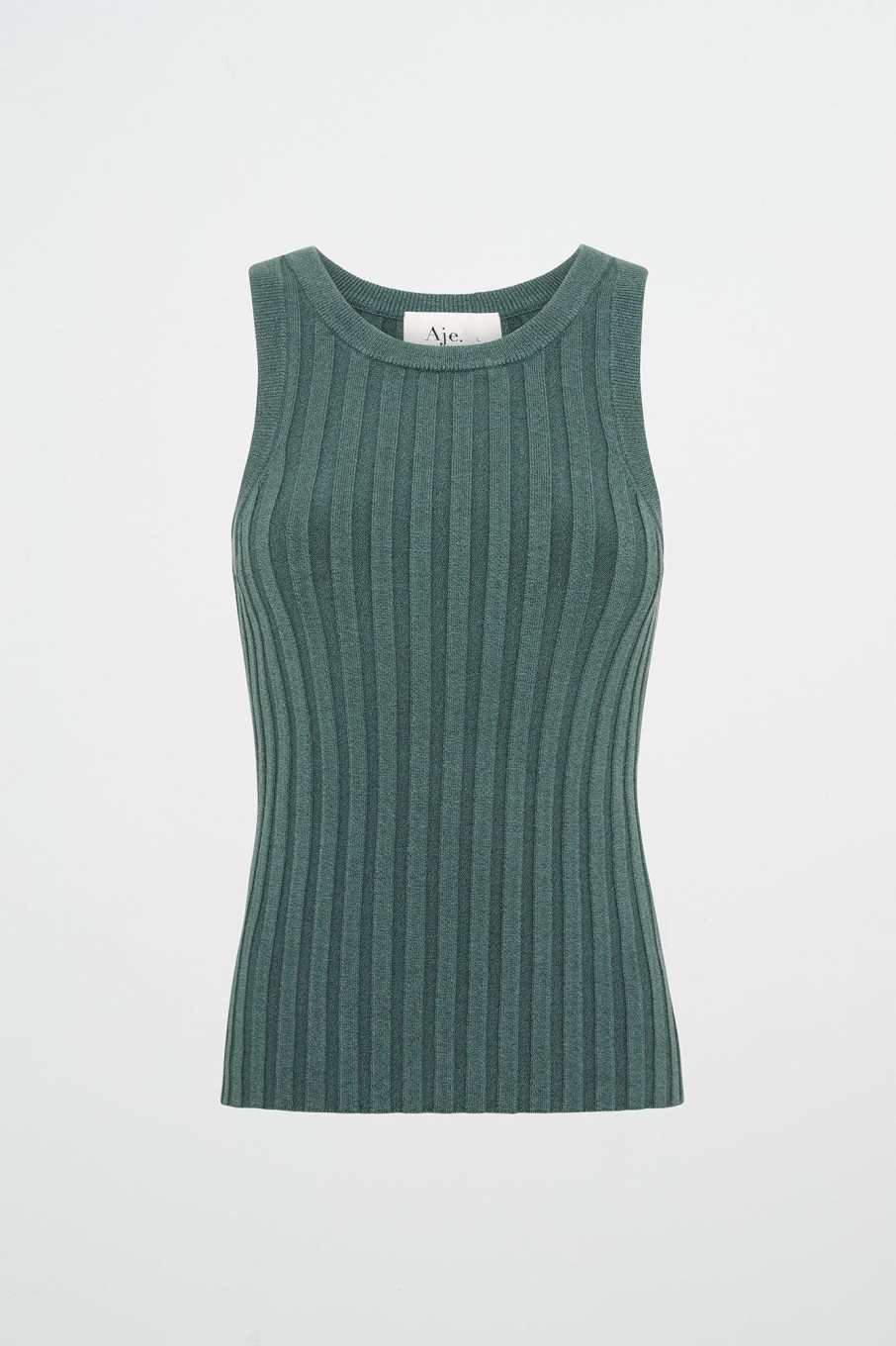 Tops Aje ATHLETICA | Hydra Racer Knit Ribbed Top Moss Green