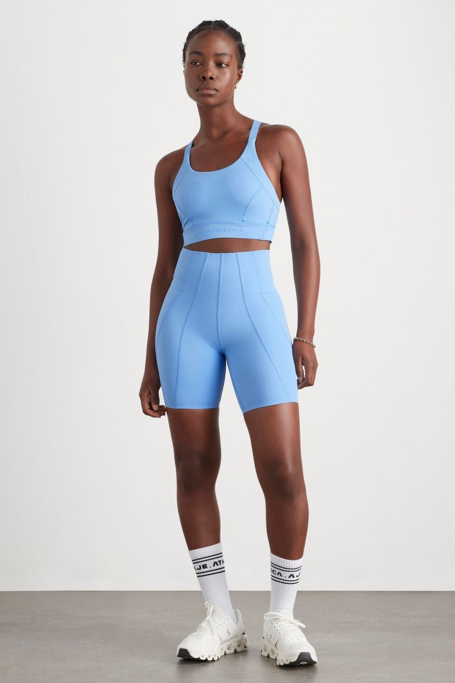 Bottoms Aje ATHLETICA | High Rise Mid Length Bike Short 615 Cerulean Blue