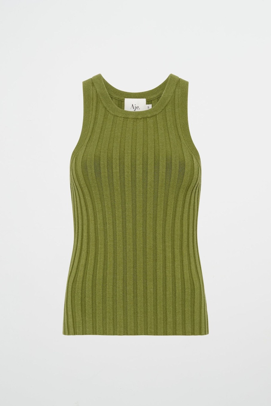 Tops Aje ATHLETICA | Hydra Racer Knit Ribbed Top Evergreen