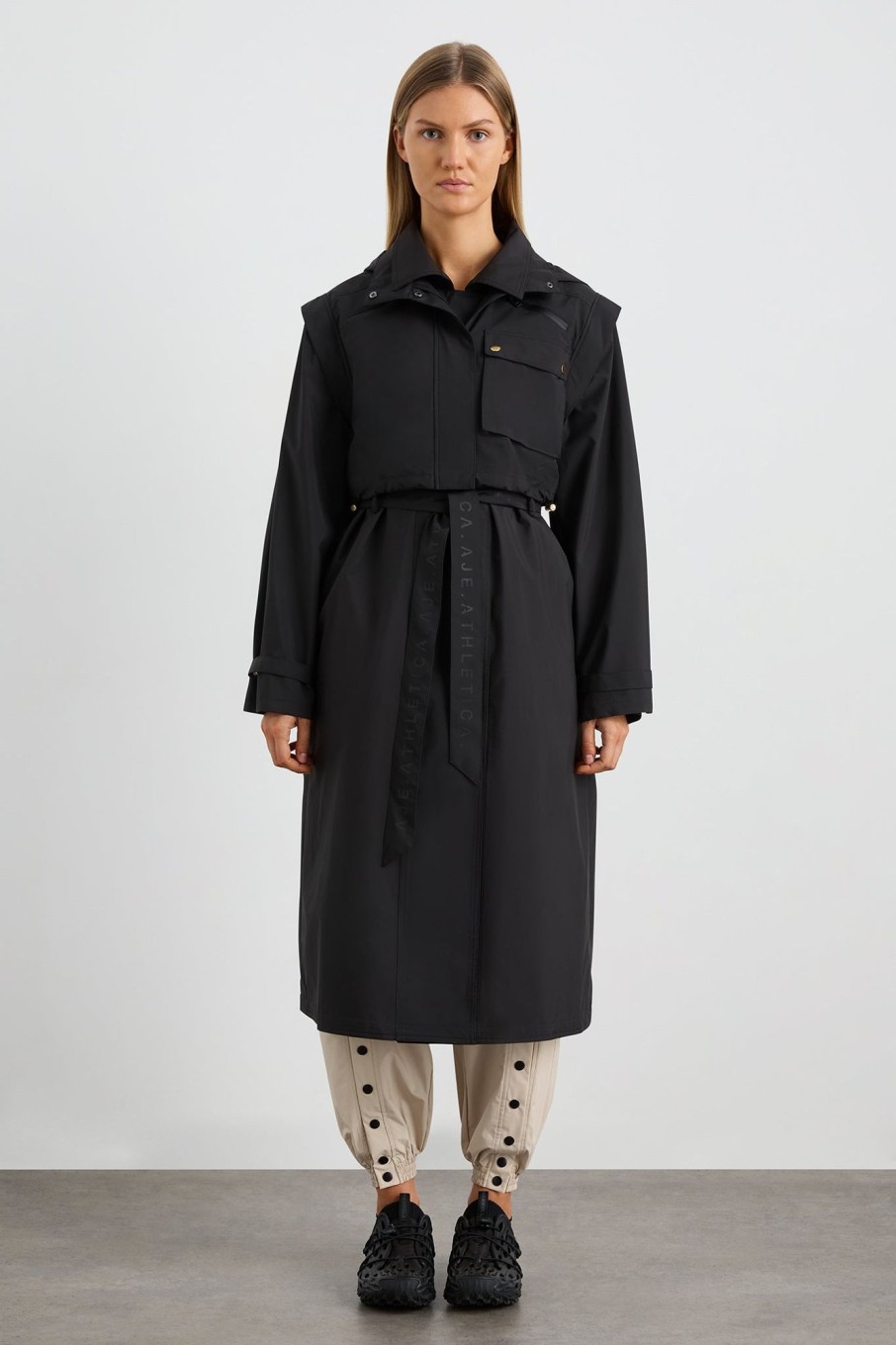 Outerwear Aje ATHLETICA | Convertible Belted Trench 703 Black