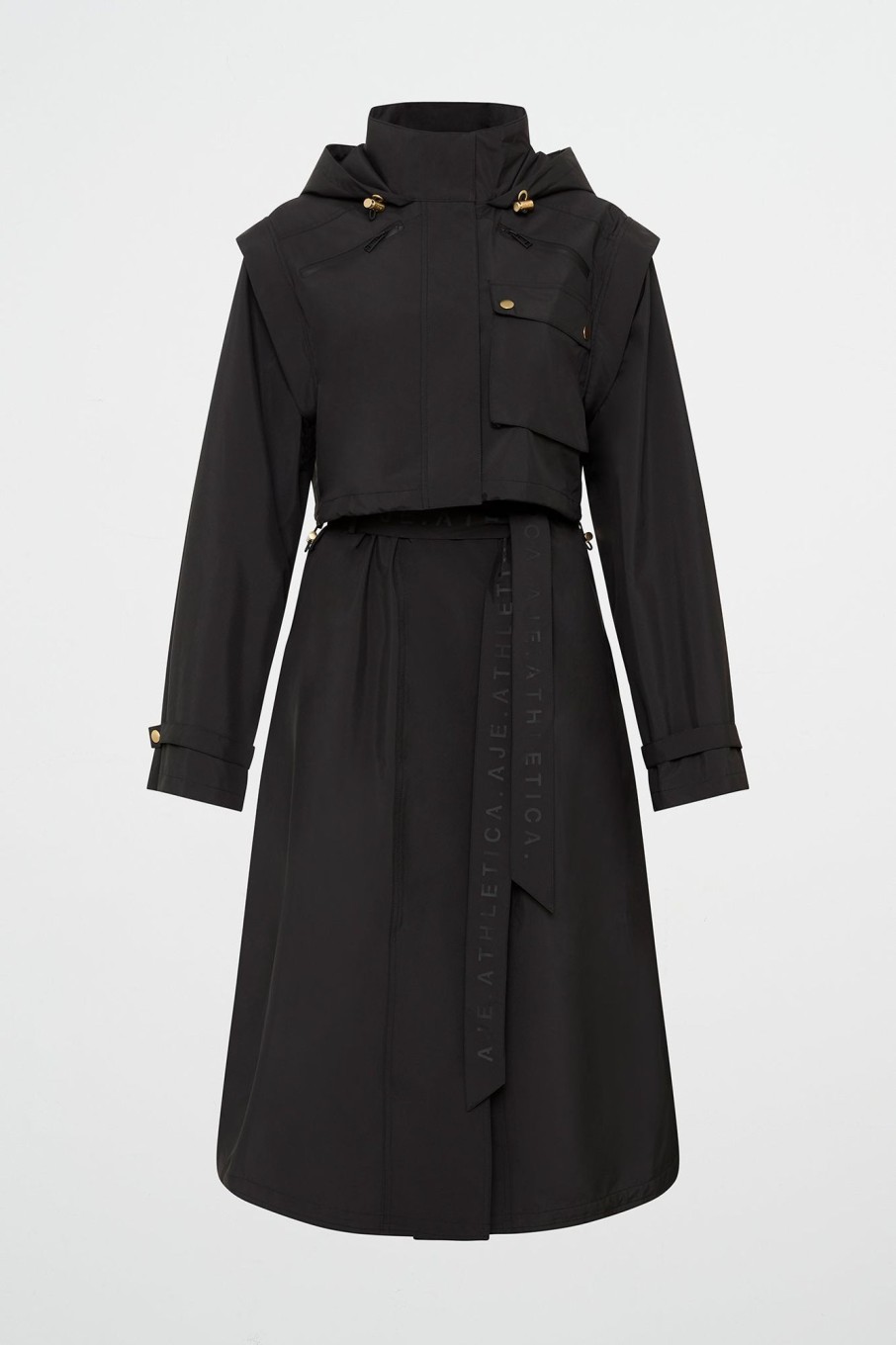 Outerwear Aje ATHLETICA | Convertible Belted Trench 703 Black