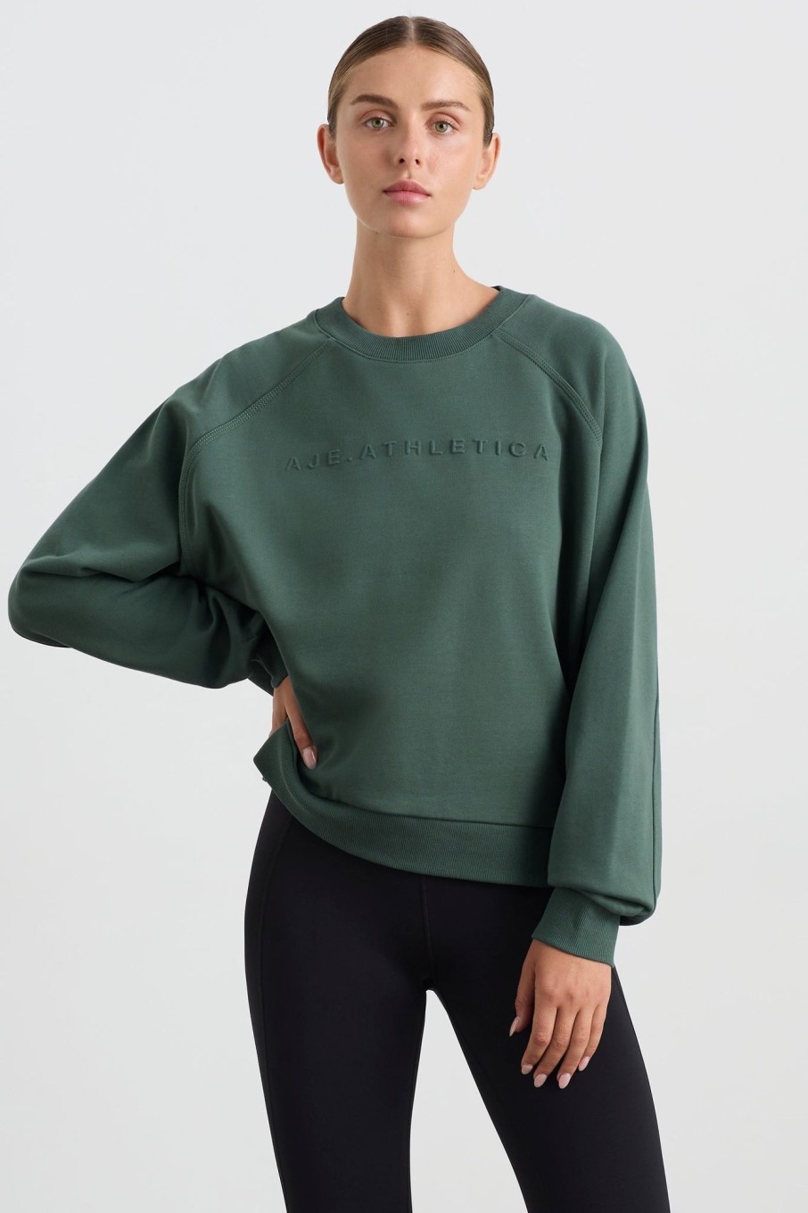 Outerwear Aje ATHLETICA | Crew Neck Sweater 401 Moss Green