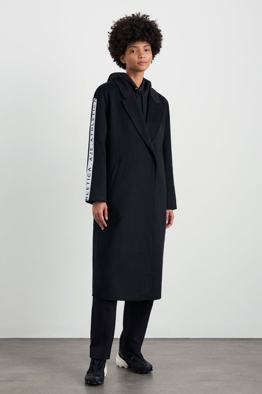 Outerwear Aje ATHLETICA | Wool Blend Long Line Coat 773 Black