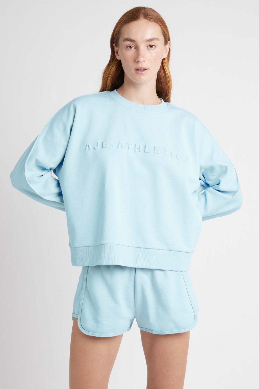 Outerwear Aje ATHLETICA | Signature Embossed Logo Crew Jumper 401 Ice Blue