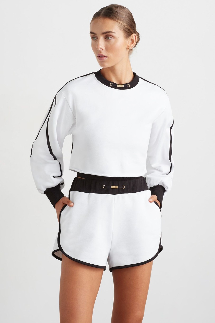 Outerwear Aje ATHLETICA | Interlock Crop Sweater 413 White/Black