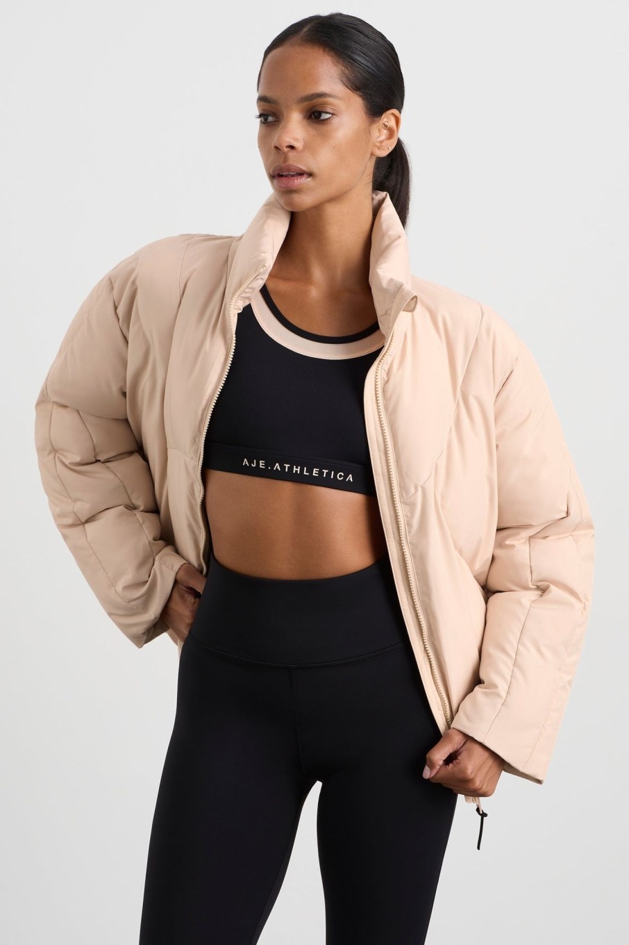 Outerwear Aje ATHLETICA | Asymmetric Panel Puffer 756 Light Blush