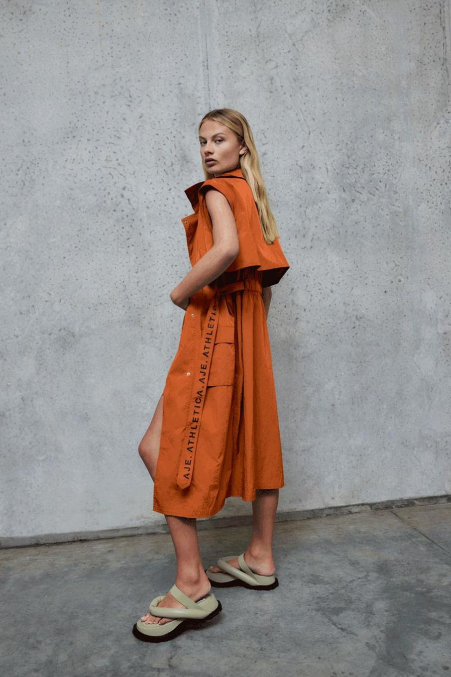 Outerwear Aje ATHLETICA | Longline Belted Vest 703 Copper Orange