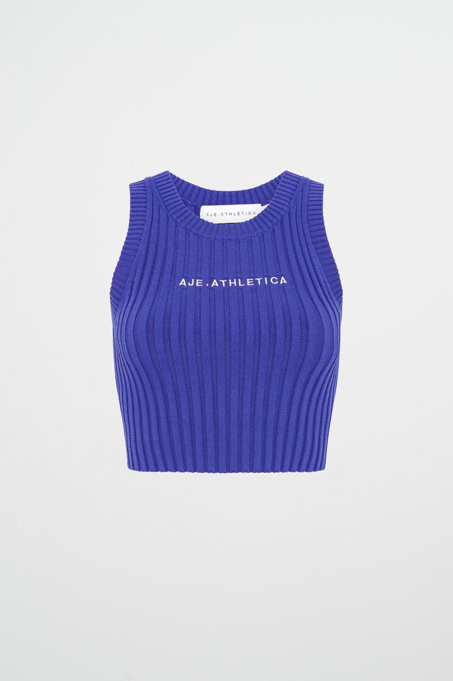 Tops Aje ATHLETICA | Cropped Knitted Logo Tank 135 Electric Blue