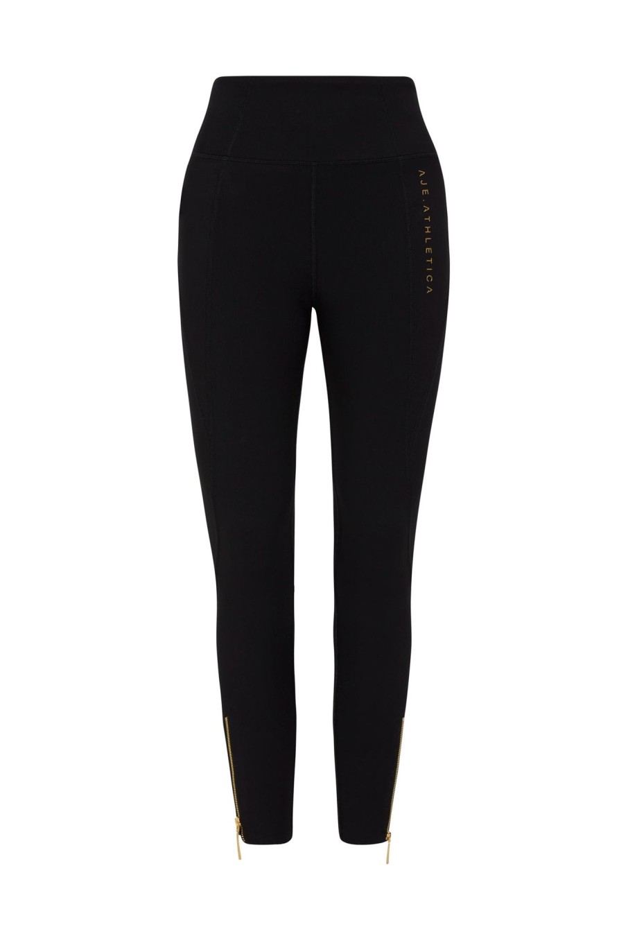 Bottoms Aje ATHLETICA | High Rise Full Length Zip Rib Legging 216 Black/Gold