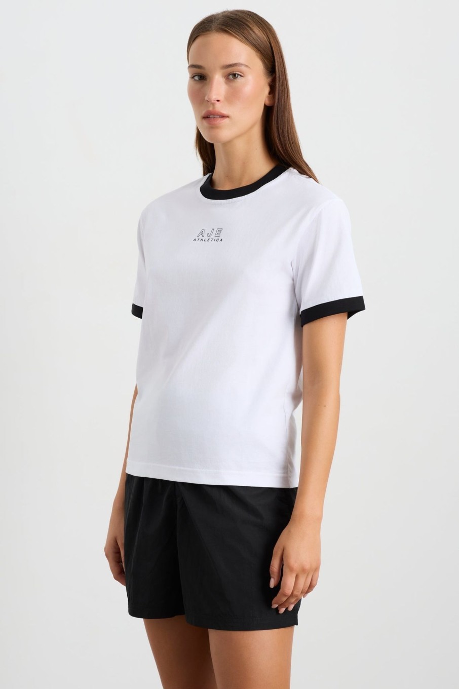 Tops Aje ATHLETICA | Contrast Bind Logo Tee 110 White/Black