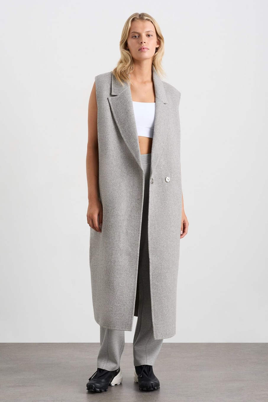 Outerwear Aje ATHLETICA | Split Back Sleeveless Coat 760 Grey Marle