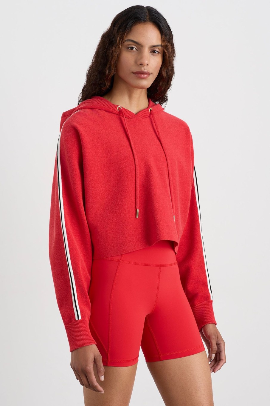 Outerwear Aje ATHLETICA | Crop Knit Hoodie 405 Passionate Red