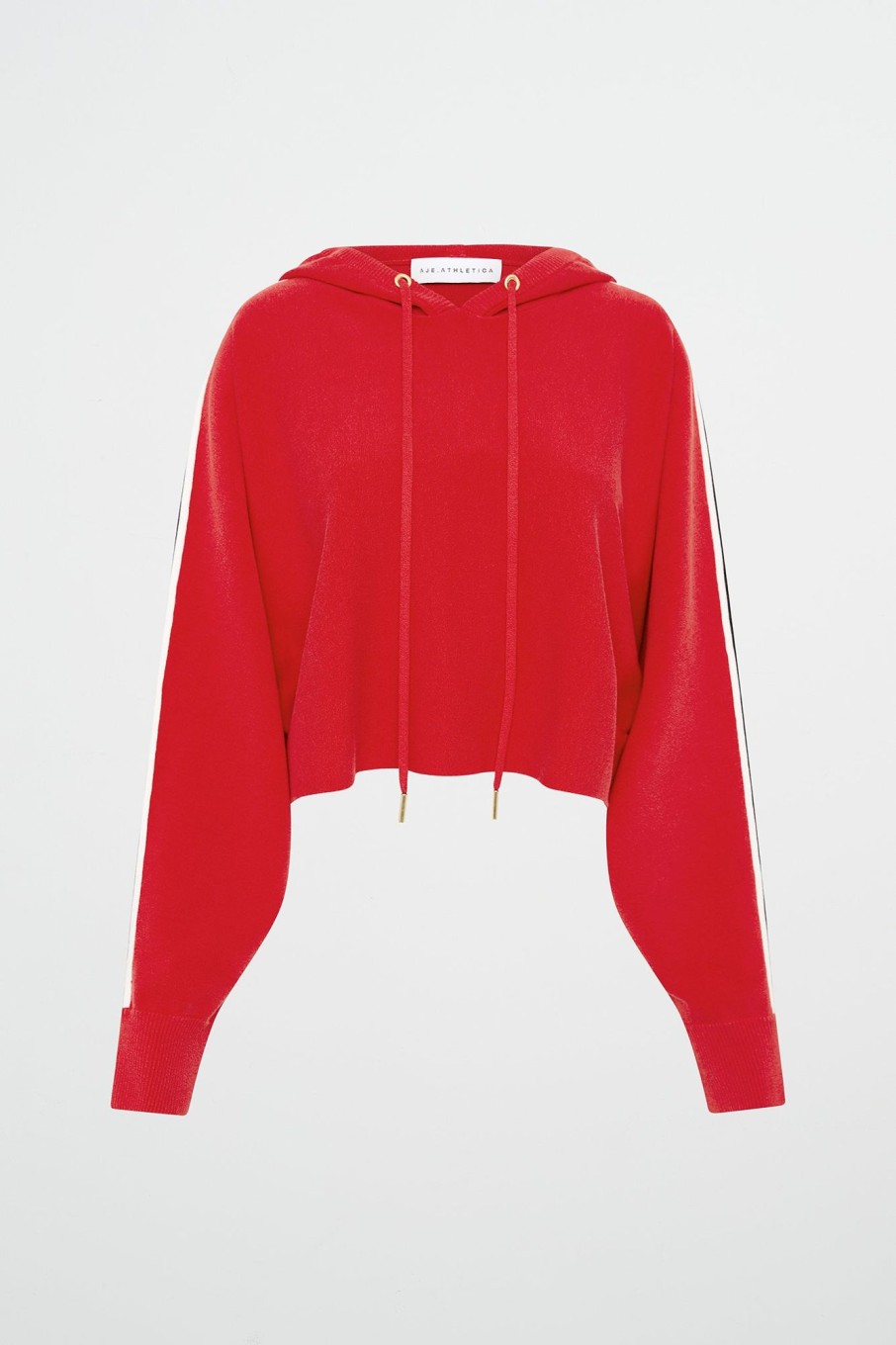 Outerwear Aje ATHLETICA | Crop Knit Hoodie 405 Passionate Red