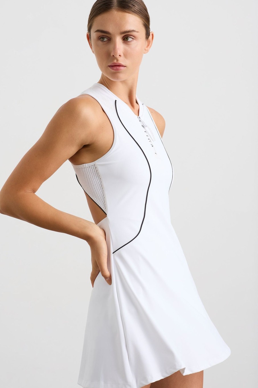 Outerwear Aje ATHLETICA | Active Tennis Dress White/Black Logo