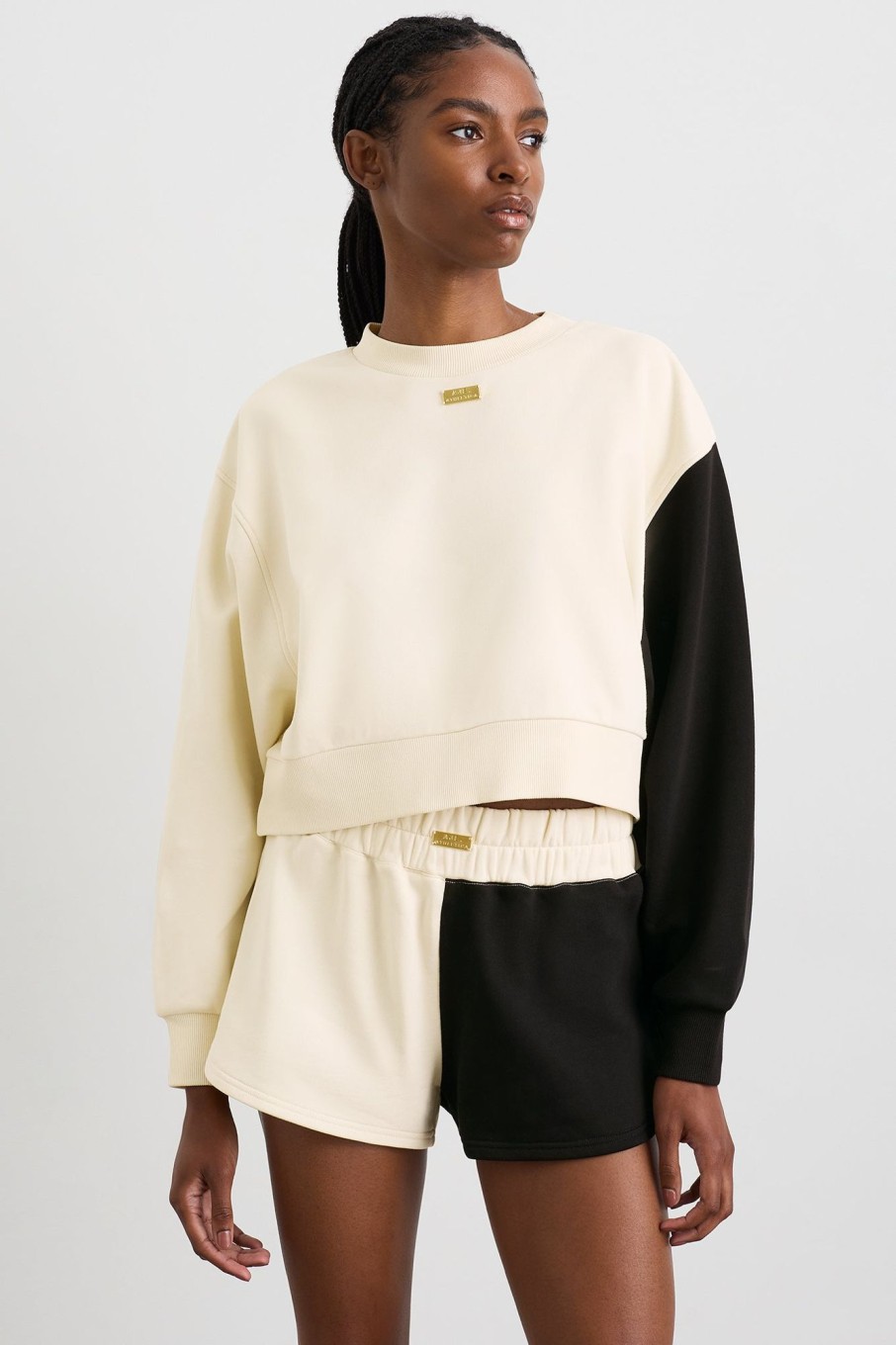 Outerwear Aje ATHLETICA | Batwing Crew Neck 426 Limestone Beige Black