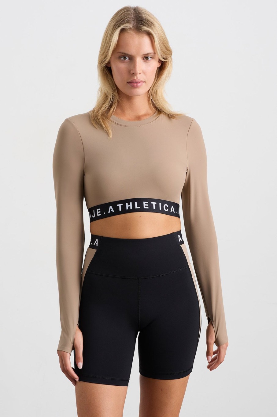 Tops Aje ATHLETICA | Contrast Layered Crop Top 380 Dune/Winter White