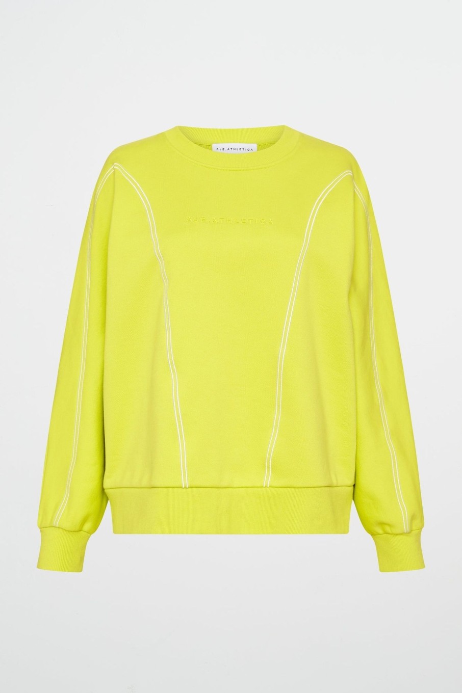 Outerwear Aje ATHLETICA | Contrast Stitch Crew Jumper 419 Citrus Yellow