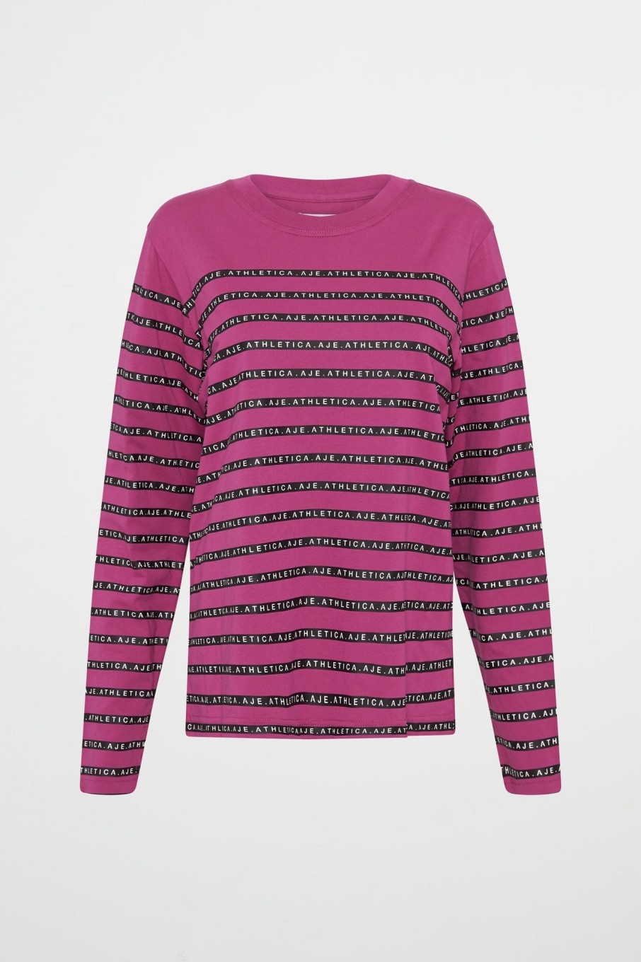 Tops Aje ATHLETICA | Stripe Logo Long Sleeve T-Shirt 127 Berry Stripe