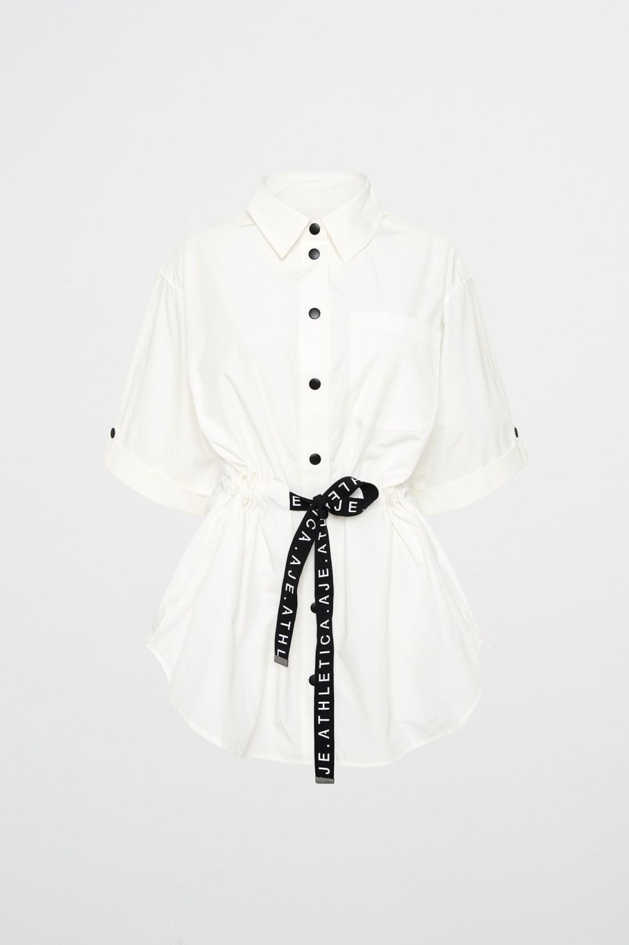 Tops Aje ATHLETICA | Belted Short Sleeve Shirt 433 White