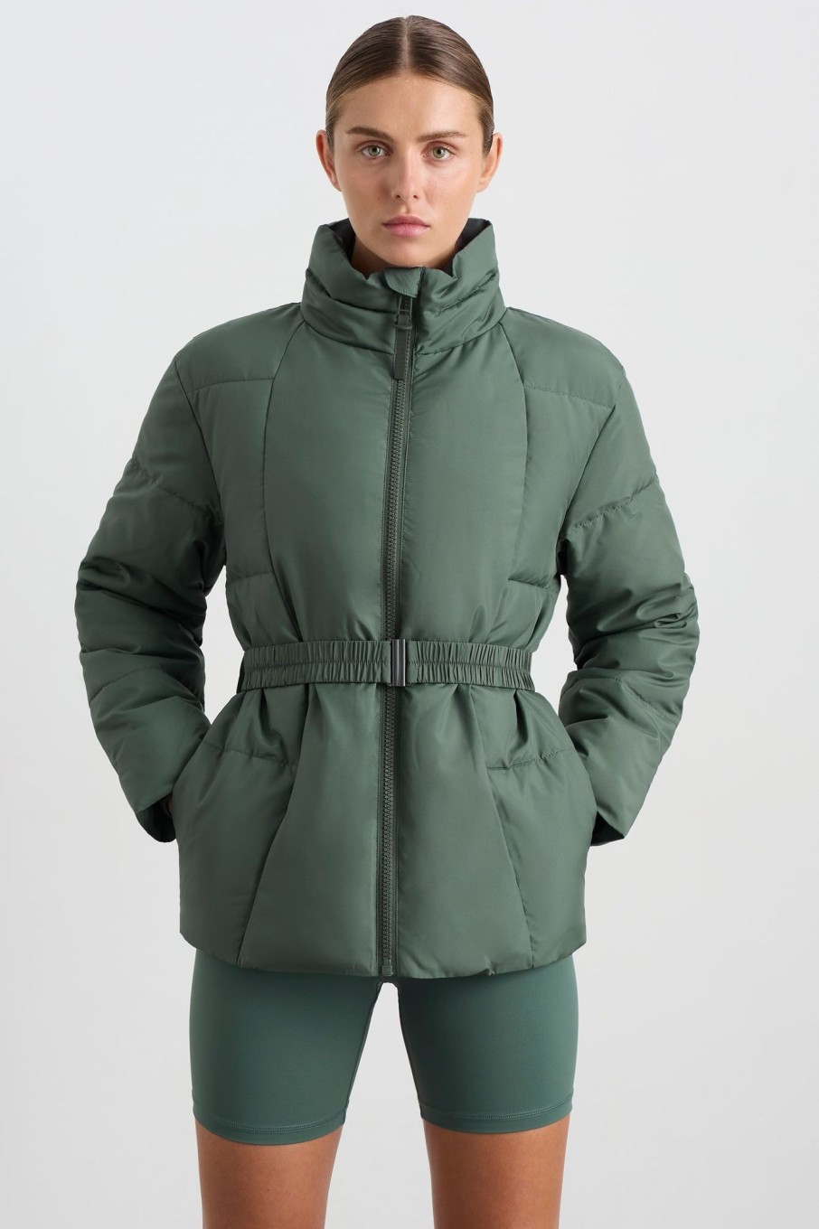 Outerwear Aje ATHLETICA | Peplum Puffer 753 Moss Green