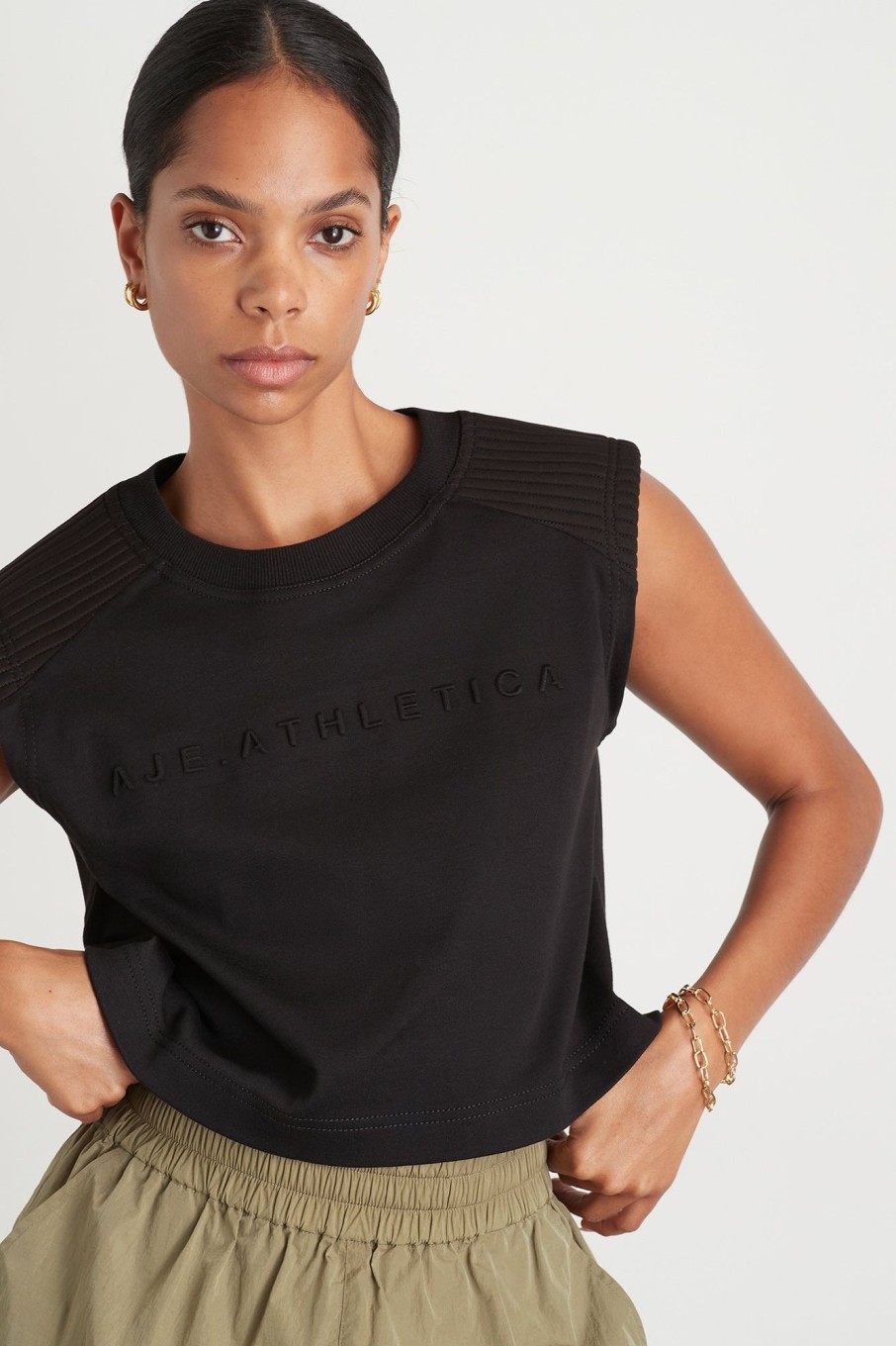 Tops Aje ATHLETICA | Ottoman Crop Tank 106 Black