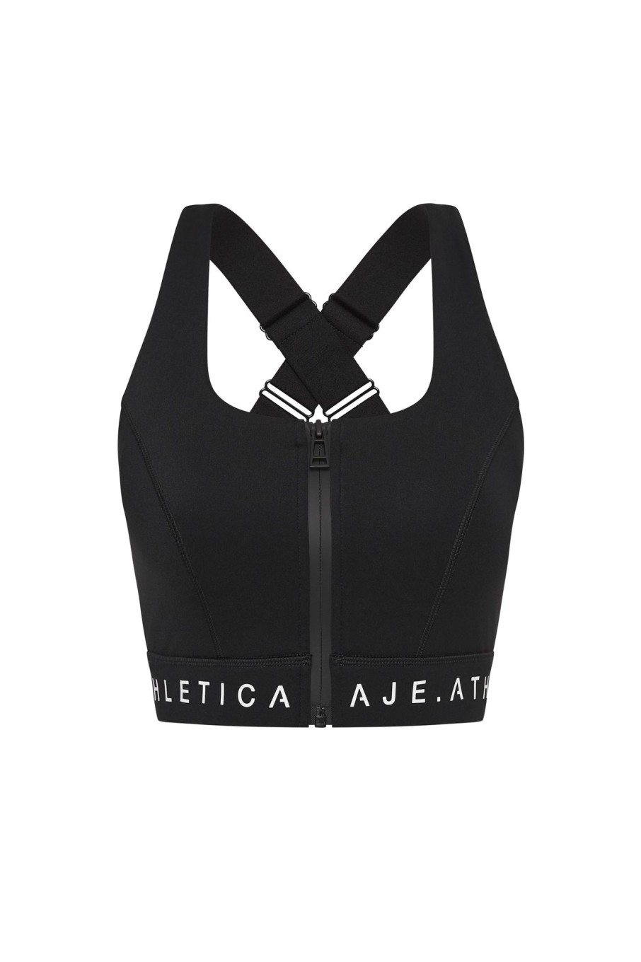 Tops Aje ATHLETICA | Zip Front Logotape Sports Bra 319 Black