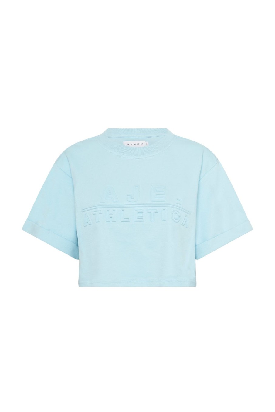 Tops Aje ATHLETICA | Cropped Embossed Classic Logo T-Shirt 105 Ice Blue