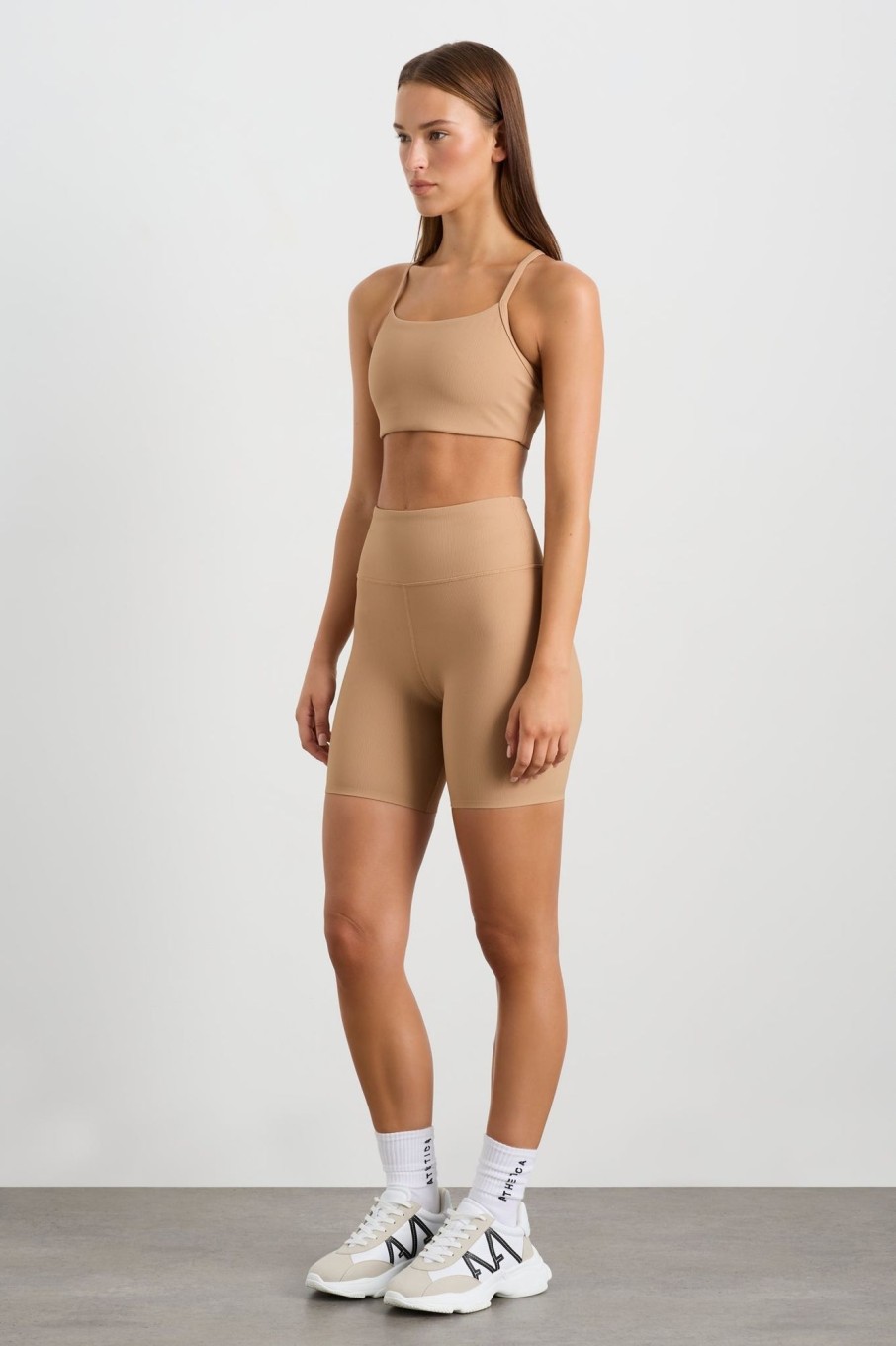 Bottoms Aje ATHLETICA | Ribbed Mid Length Bike Short 601 Natural Tan