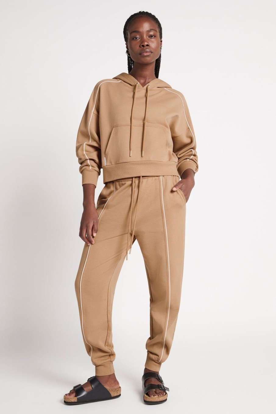 Bottoms Aje ATHLETICA | Fleece Contrast Piping Trackpants 504 Beige/Light Ivory