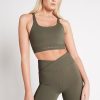 Tops Aje ATHLETICA | Adjustable Strap Ribbed Cross Back Sports Bra 322 Forest Green