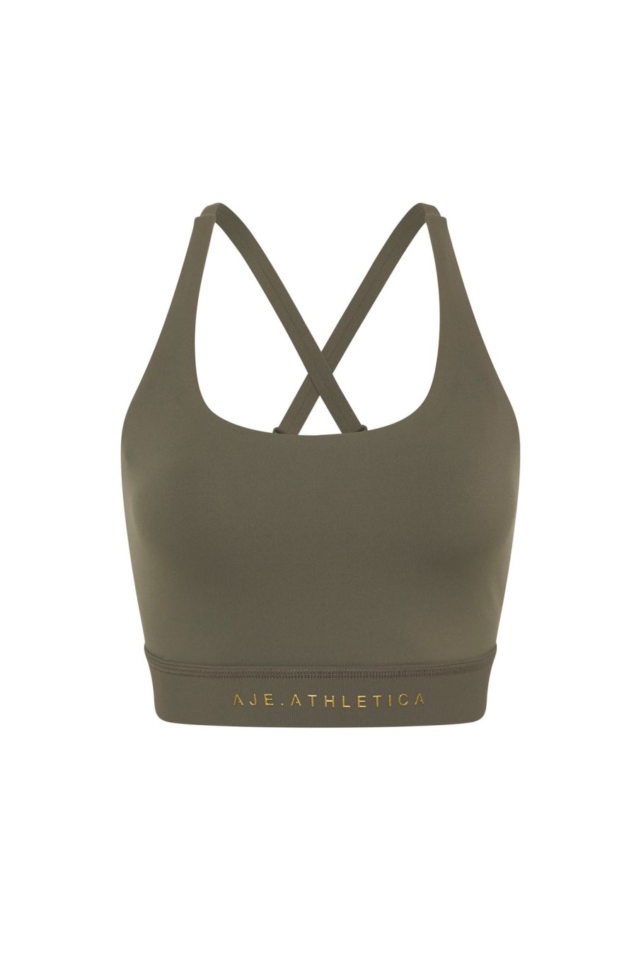 Tops Aje ATHLETICA | Adjustable Strap Ribbed Cross Back Sports Bra 322 Forest Green