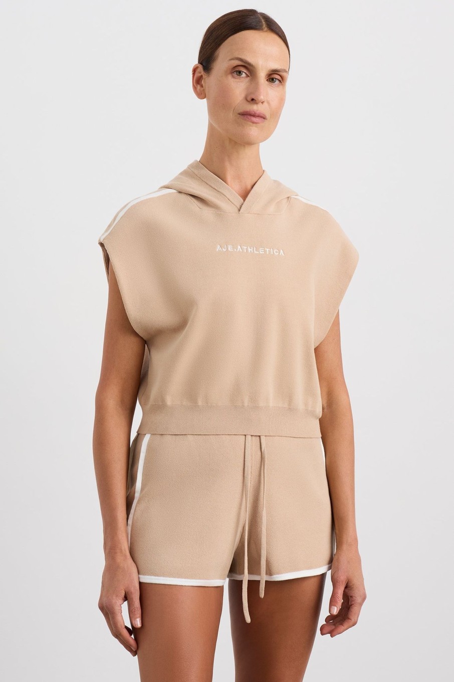 Outerwear Aje ATHLETICA | Cropped Sleeveless Knit 402 Natural Tan