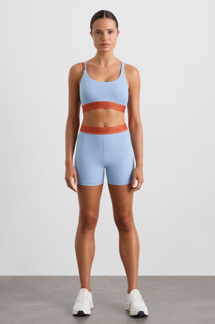 Tops Aje ATHLETICA | Split Strap Logo Bra 366 Steel Blue Copper Orange