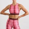 Tops Aje ATHLETICA | High Neck Sports Bra 374 Blurred Pink Check