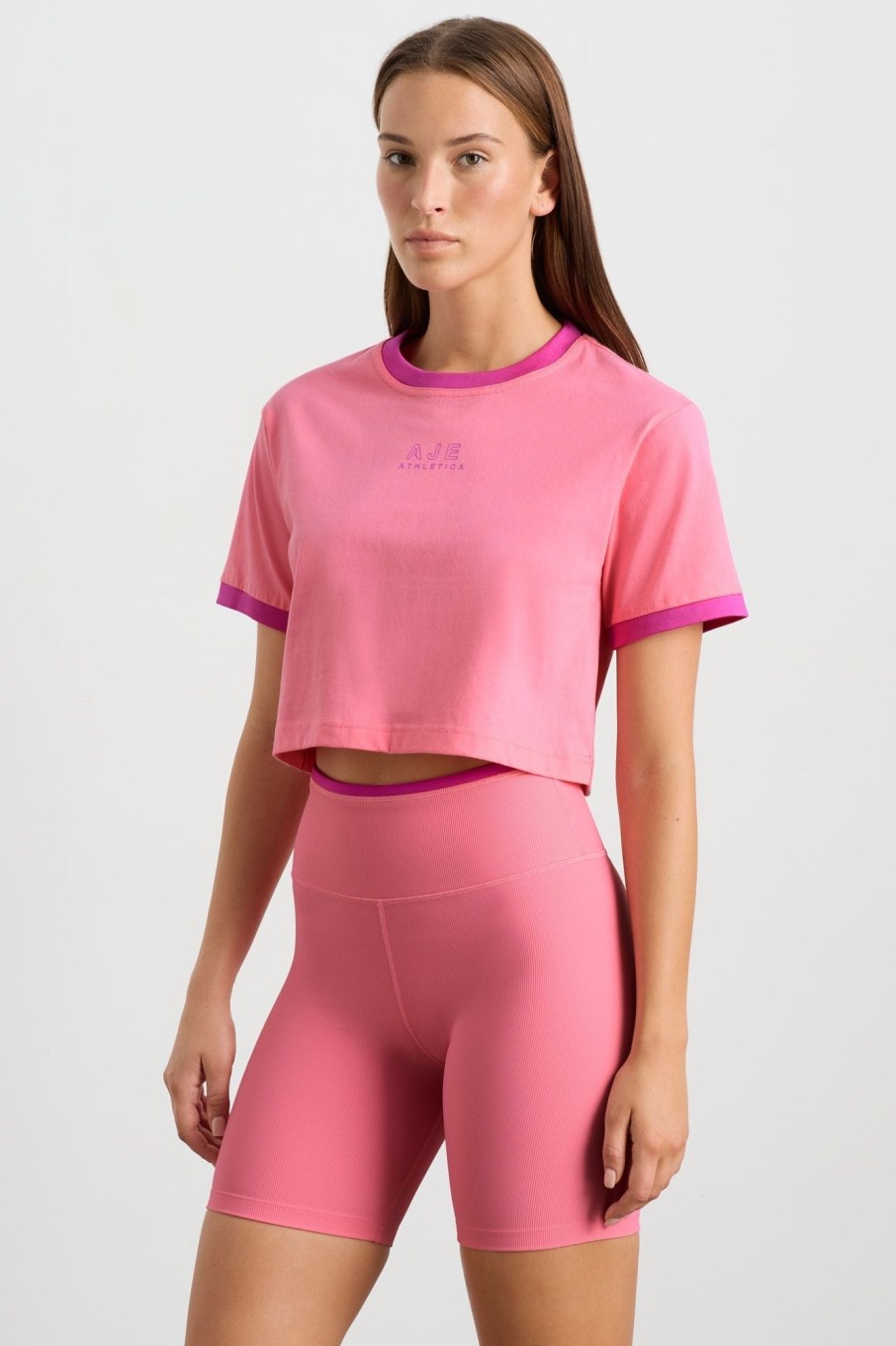 Tops Aje ATHLETICA | Contrast Bind Logo Tee 110 Deep Blush