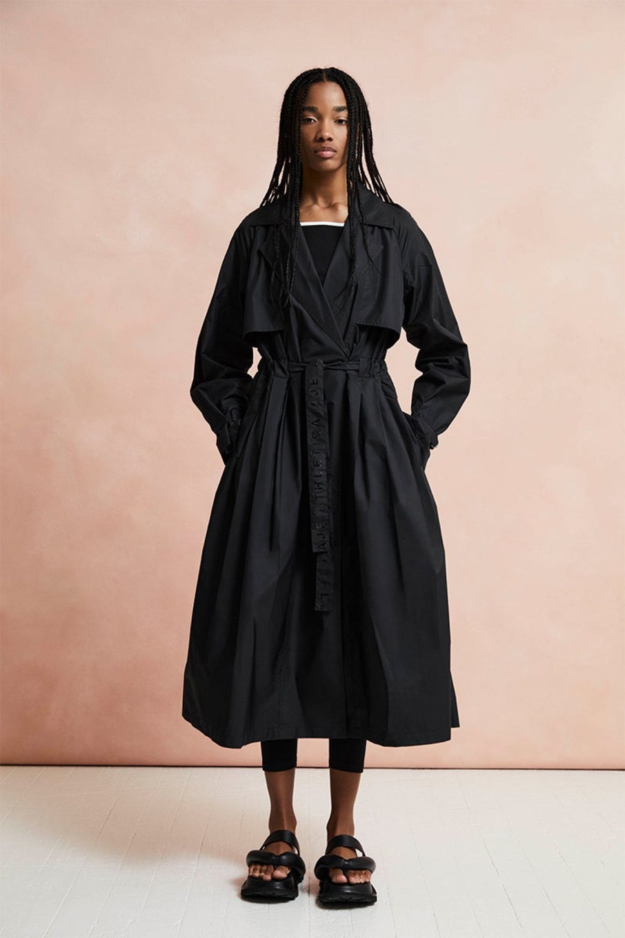 Outerwear Aje ATHLETICA | Pleated Trench Coat 703 Black