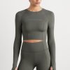 Tops Aje ATHLETICA | Perforated Long Sleeve Crop Top 340 Midnight Grey/Reflective