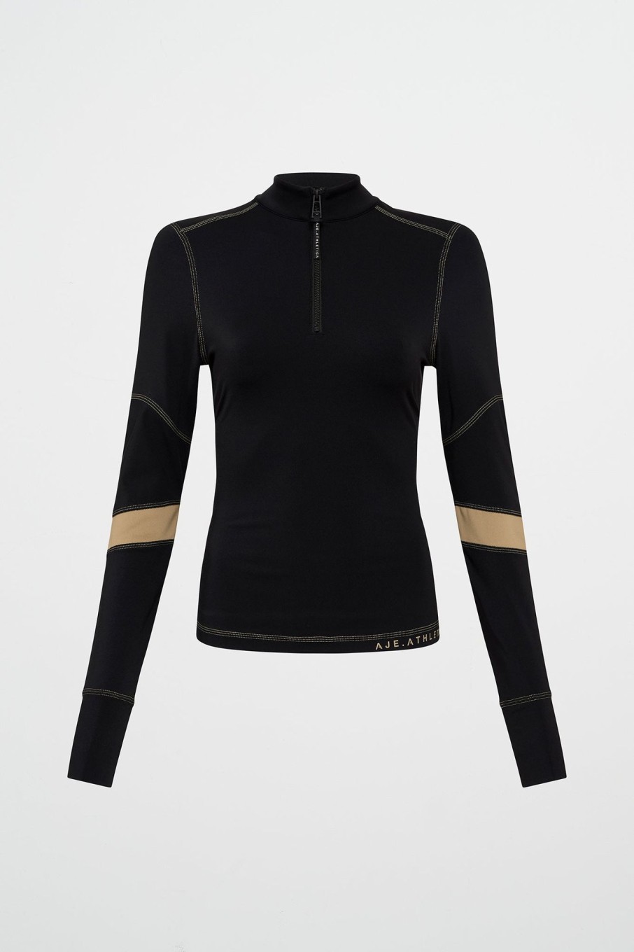 Outerwear Aje ATHLETICA | Colour Blocked Quarter Zip 758 Black Soft Khaki