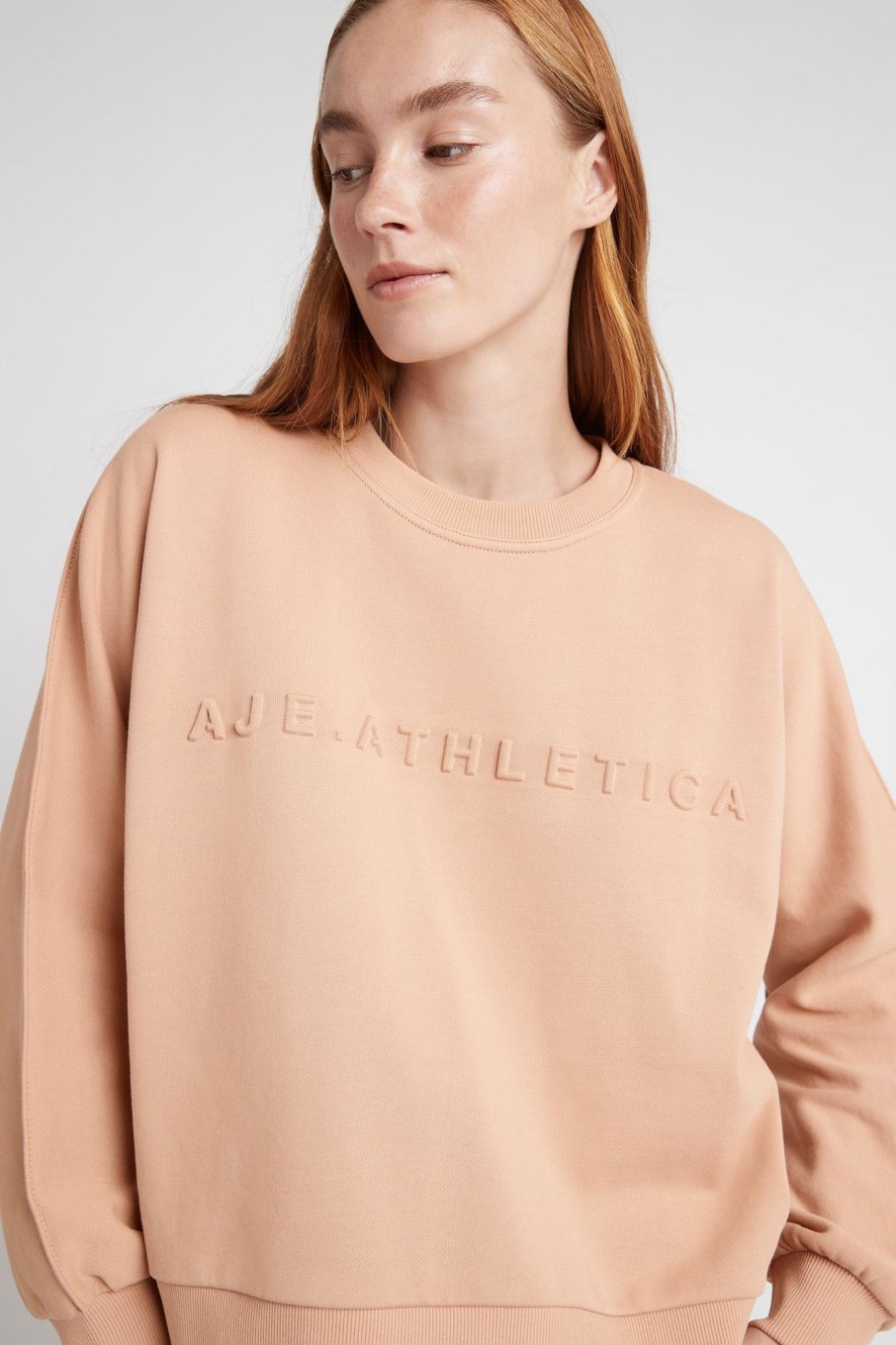 Outerwear Aje ATHLETICA | Signature Embossed Logo Crew Jumper 401 Sand