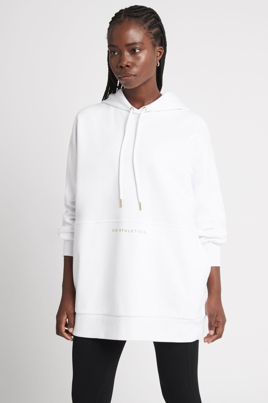 Outerwear Aje ATHLETICA | Long Sleeve Hoodie Dress 804 White/Gold