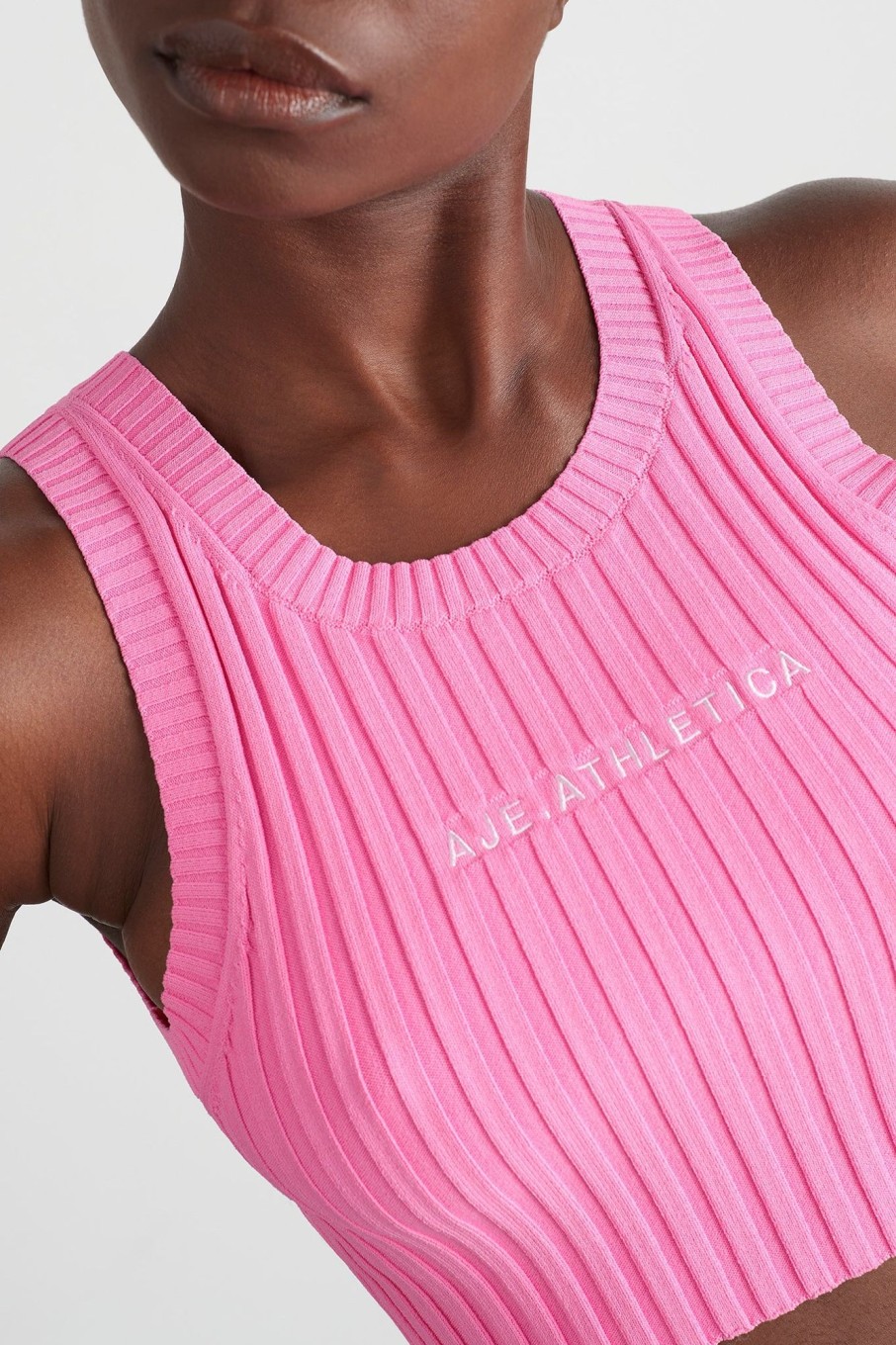 Outerwear Aje ATHLETICA | Knitted Mini Logo Tank 135 Candy Pink