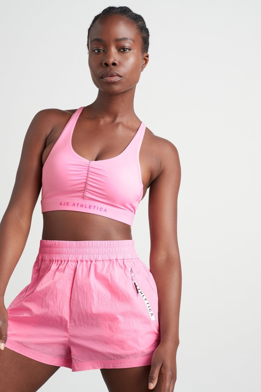 Tops Aje ATHLETICA | Ruched Plunge Bra 352 Candy Pink