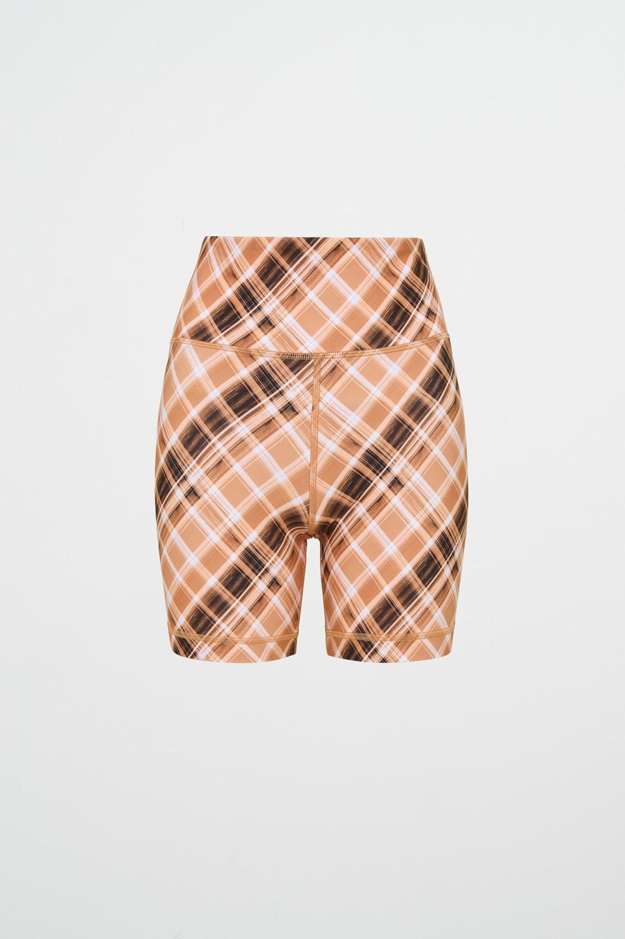 Bottoms Aje ATHLETICA | High Rise Bike Shorts 607 Blurred Tan Check