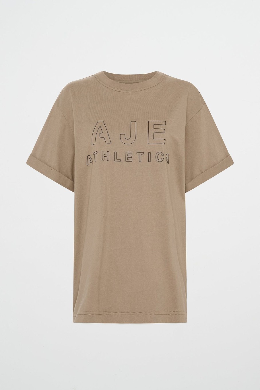 Tops Aje ATHLETICA | Block Logo Boyfriend Tee 102 Soft Khaki/Black