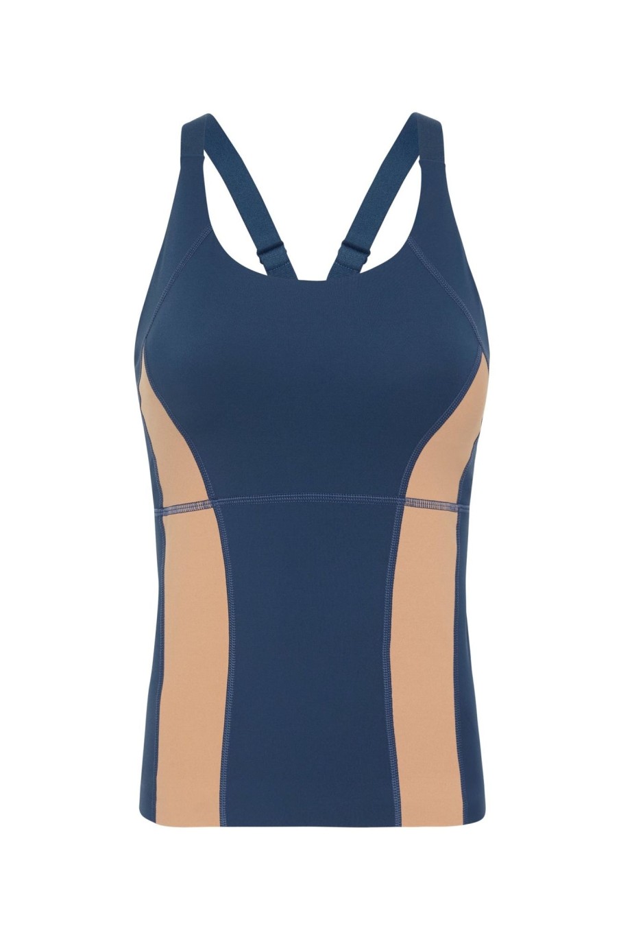 Tops Aje ATHLETICA | Contrast Longline Racerback Tank 124 Midnight Blue/Beige