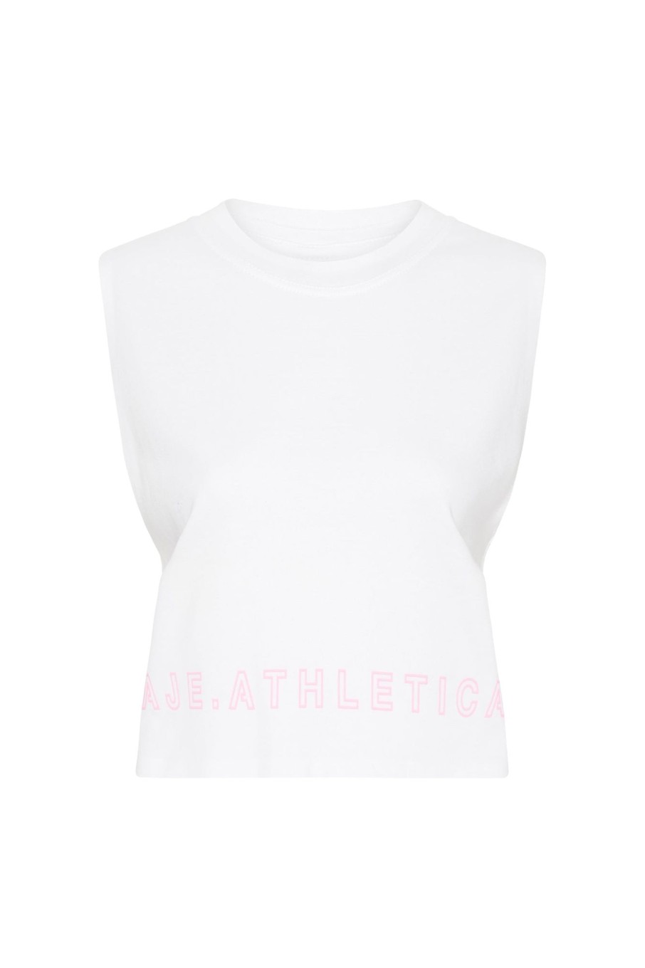 Tops Aje ATHLETICA | Cropped Split Back Tank 112 White/Dahlia Pink